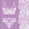 Hand drawn lingerie. Panty and bra set.