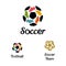 Hand drawn logo soccer ball and football boots