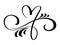 Hand drawn love border flourish heart separator Calligraphy designer elements. Vector vintage wedding, Valentines Day