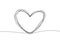 Hand drawn love heart symbol continuous one line drawing. Vector minimalism black and white colors