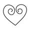 Hand drawn love monoline heart logo sign. Vector Romantic illustration symbol pairs and wedding. Calligraphy Design flat