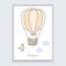 Hand Drawn lovely of air balloon - cute postcard made in vector.