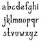 Hand drawn lowercase alphabet. Vintage handwritten font in gothic style.