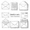 Hand drawn mail, post, letter Set. Vector illustration. Doodle elements. Mail icon in sketch style.