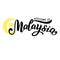 Hand drawn Malaysia tourism logotype. Modern logo for hotel or tourist agency. Print for banner, website, postcard, bag.