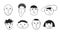 Hand drawn male and female faces with different emotions. Vector set of character sketches