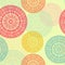 Hand drawn mandala seamless pattern in retrol tones