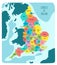 Hand drawn map of England with counties.