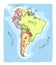Hand drawn map of South America.