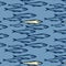 Hand drawn marine seamless pattern blue and yellow color a group of Pattern seamless Atlantic mackerel fish on white background.