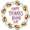 Hand drawn markers pattern with avocado and `Happy thanks giving day`.