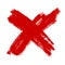 Hand drawn X marks. Two Red crossed vector brush strokes. Rejected sign in grunge style. Bloody sign