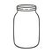 Hand drawn mason jar. Glass container. Empty kitchen pot with lid. Contour sketch