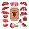 Hand Drawn Meat Elements Set