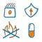 Hand drawn medical vector blue and orange vector icons