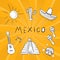 Hand drawn mexico symbol stickers set