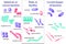 Hand drawn microbiology set. Arrangements of bacterial microorganism. Coccus, bacillus, curved.