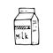 Hand Drawn milk doodle. Sketch style icon. Decoration element. Isolated on white background. Flat design. Vector illustration