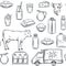 Hand drawn milk product seamless pattern