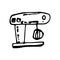 Hand Drawn mixer doodle. Sketch style icon. Decoration element. Isolated on white background. Flat design. Vector illustration