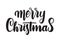 Hand drawn modern brush type lettering of Merry Christmas isolated on white background.