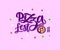 Hand drawn modern calligraphy lettering Pizza Fest with illustration of pizza on pink background
