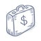 Hand drawn of Money Suitcase vector illustration