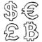 Hand drawn money symbols