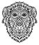 Hand-drawn monkey with ethnic floral doodle pattern. Coloring page - zendala, design for spiritual relaxation for adults