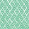 Hand-Drawn Monochrome Emerald Green Traditional Ikat Diamonds Vector Seamless Pattern