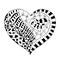 Hand drawn monochrome heart in zentangle style.