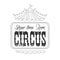 Hand Drawn Monochrome Vintage Circus Show Promotion Sign With Tent Roof In Pencil Sketch Style With Calligraphic Text