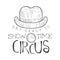 Hand Drawn Monochrome Vintage Circus Show Time Promotion Sign With Clown Nose And Hat In Pencil Sketch Style With