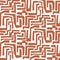 Hand drawn mosaic maze shapes abstract cuttings seamless pattern. Terracotta brown repeat background for wrap, textile