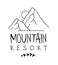 Hand drawn Mountain Logo set. Ski Resort vector icon, doodle element. Great Outdoor symbol, travel label