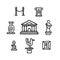 Hand drawn museum icon set.