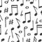 Hand drawn music notes seamless pattern design