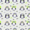Hand drawn musical penguins seamless pattern. Perfect for T-shirt, textile and prints. Cartoon style illustration