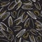 Hand Drawn Mussels Seamless Line Sketch Pattern on Black