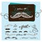 Hand drawn mustache with lettering and vignettes