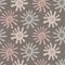 Hand drawn naive daisy bloom seamless pattern. Tossed floral background. Soft grey neutral muted tones. All over print for asian