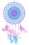 Hand drawn Native American Indian talisman dreamcatcher with feathers and moon. Vector hipster colorful gradient illustration iso