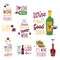 Hand drawn natural badges and labels for wine vector illustration restaurant alcohol menu sign.