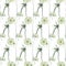 Hand drawn nature seamless pattern with isolated pastel green anemone flowers ornament. White background