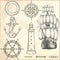 Hand drawn nautical illustrations.