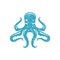 Hand drawn octopus with tentacles minimalist ocean life underwater creature logo blue grunge texture