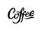 Hand drawn Ð¡offee text Logo of the coffee shop, black and white vector lettering badge