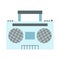 Hand drawn old school stereo radio cassete player. Vector illustration of retro portable tape recorder, boombox icon for