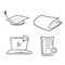 Hand drawn Online education line icons. Set of education, webinar, distance, student, training and more. Vector illustration