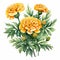 Hand Drawn Orange Carnations: Watercolor Illustration With Baroque Realism